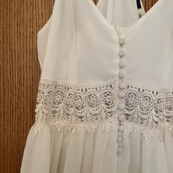 DEX White Chiffon Lace Button Dress - Picture 4 of 6
